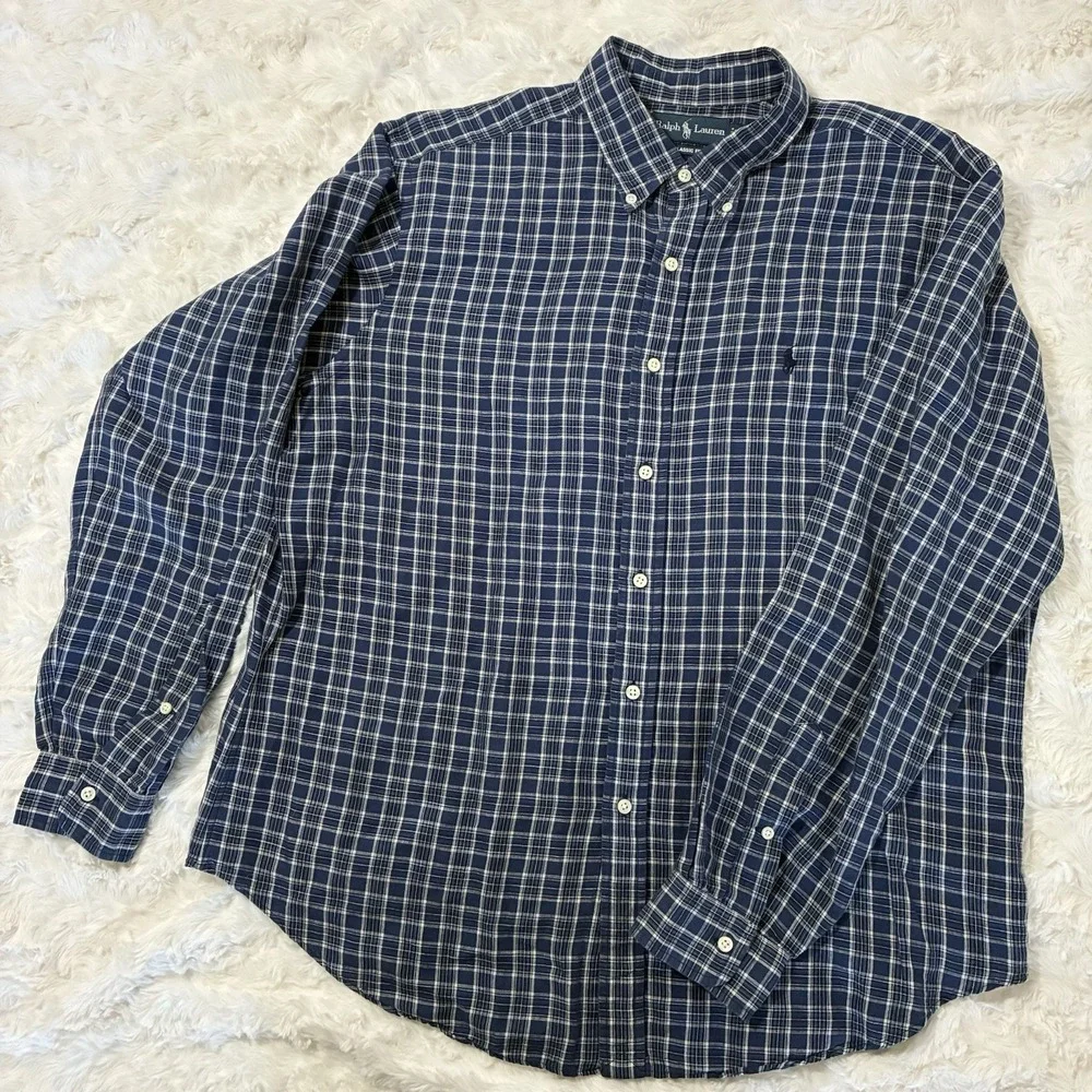 Ralph Lauren‎ Polo Long Men's XL Sleeve Shirt Blue Classic Fit